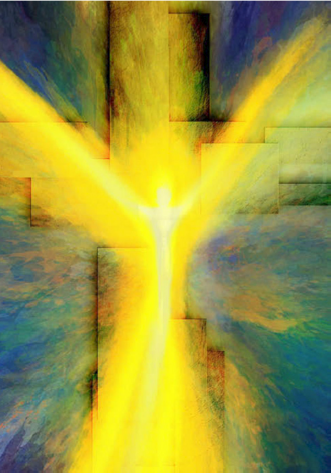 Christ is Risen abstract cross and figure