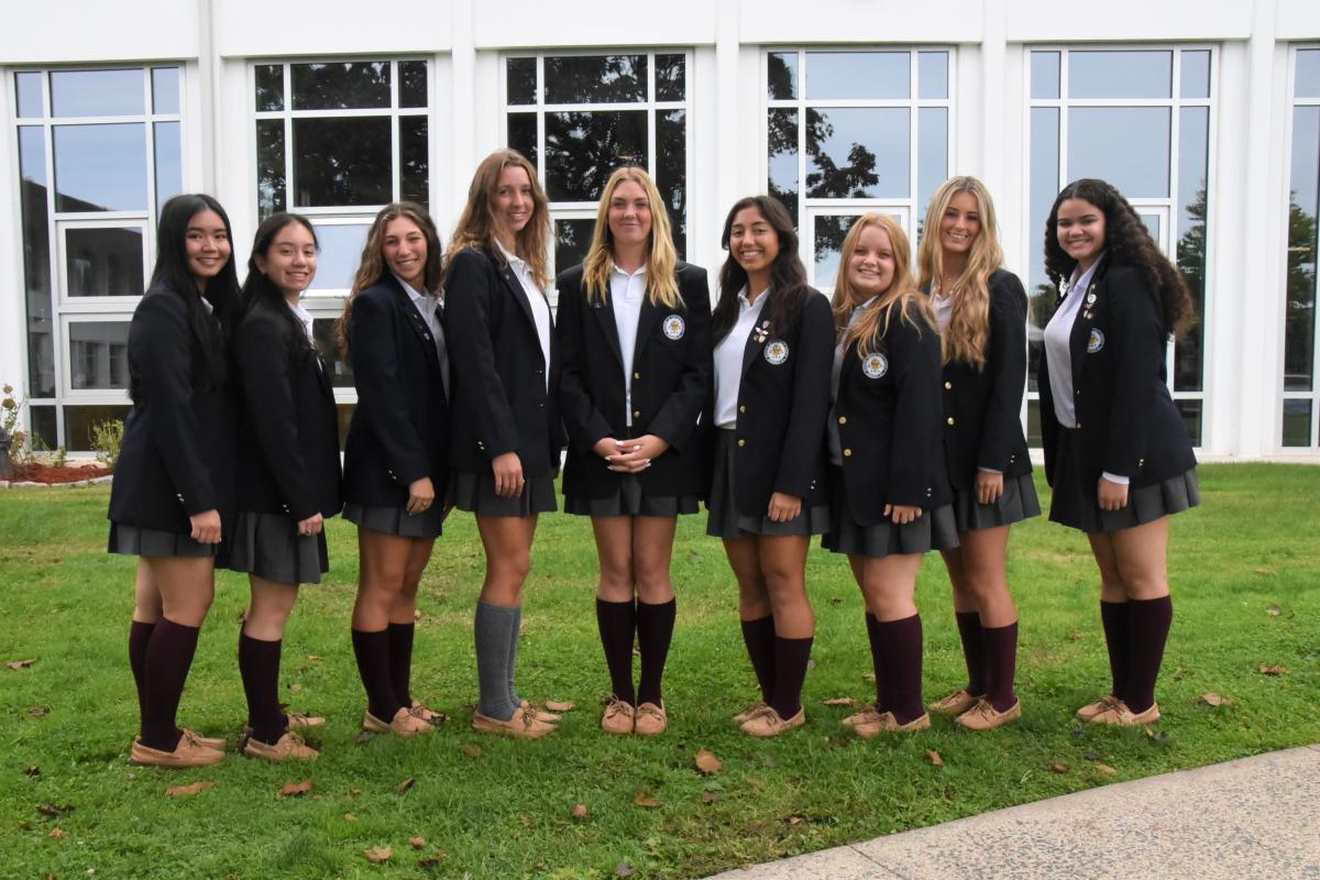 (L-R) are: Dominique Dela Gente, Raphaela Cárdenas, Kathryn Fragola, Ella Oaten, Katherine Gallagher, Caterina Cardamone, Bianca Cifelli, Autumn Morrissey, and Natalia Gonzalez.