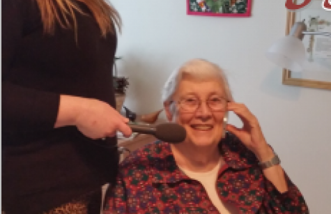 Sister Dorothy Young being interviewed by the BBC