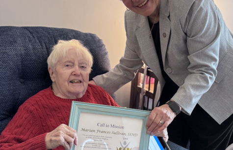 Sister Charmaine gives Sister Marian Frances Sullivan her Call to Mission