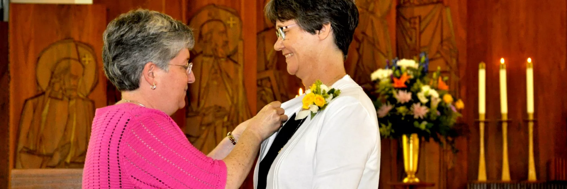 Sister Joan Pikiell receives her SSND pin